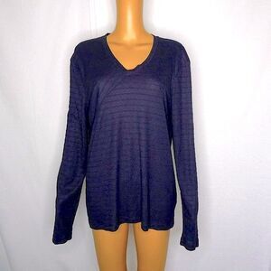 Versace Collection V Neck Striped Sweater Medusa Medium Pullover Navy Blue